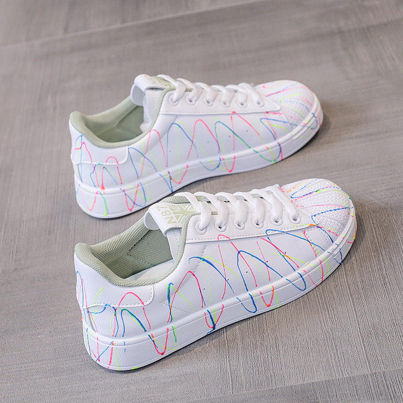 Starry luminous little white shoes women