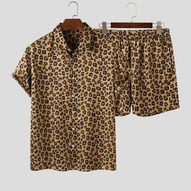 Summer Wear  Leopard Printed Lapel Short Sleeve