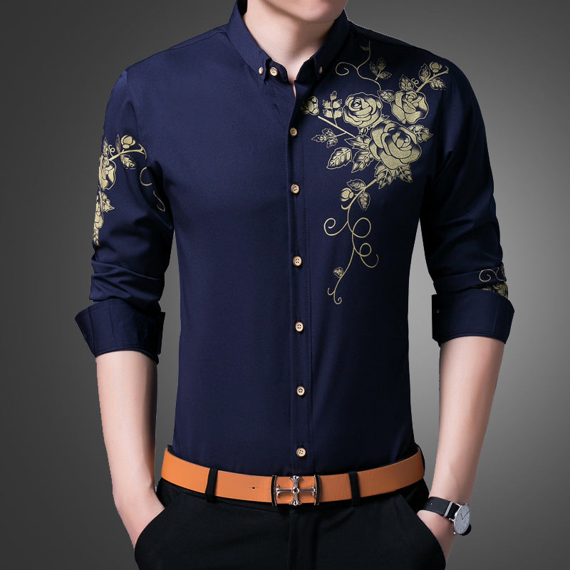 Rose flower shirt men's shirt