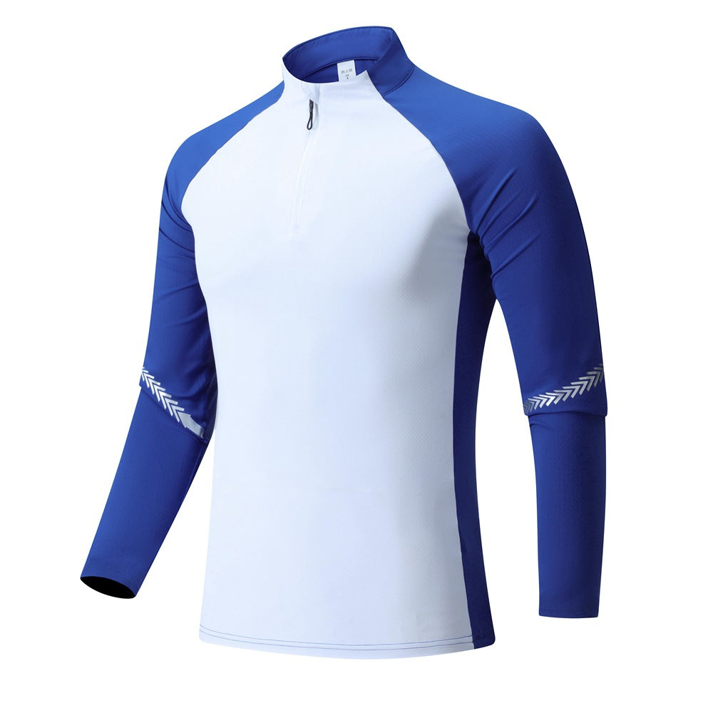 Stand Collar Half Zip Solid Color Workout Clothes Training Men