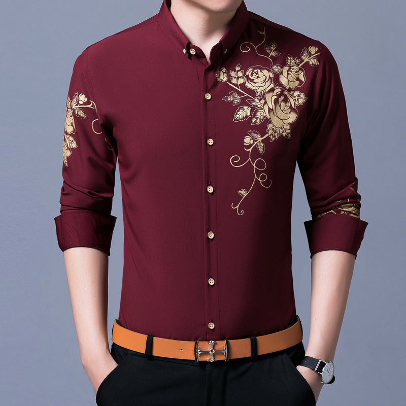 Rose flower shirt men's shirt