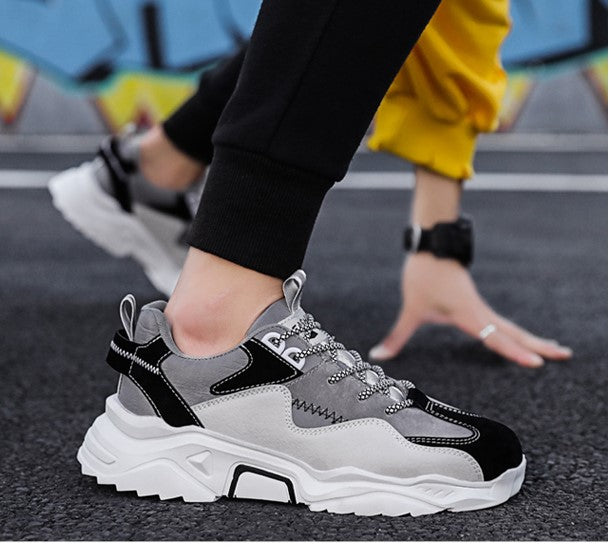 Winter men\'s shoes Korean trend all kinds of sports casual shoes high school students running boys dad ins shoes