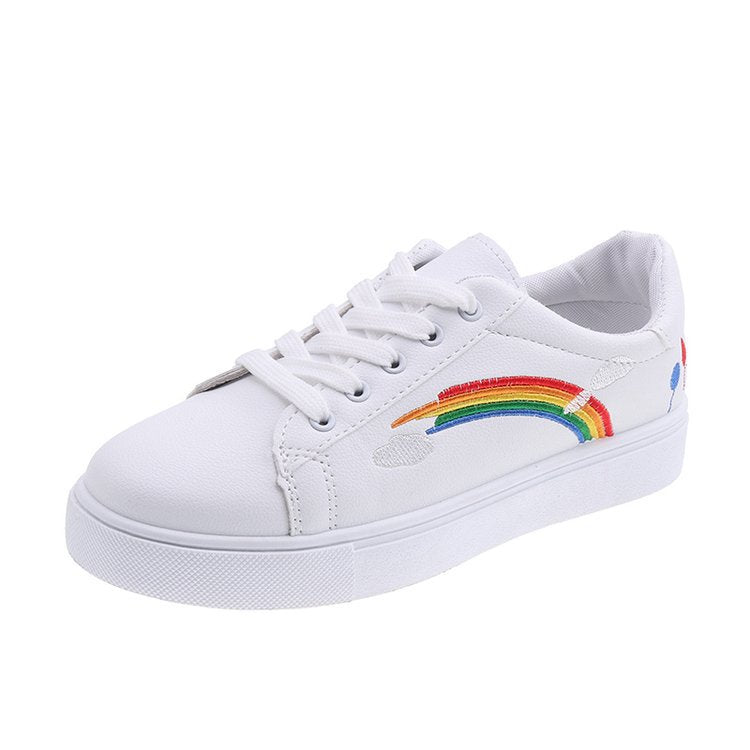 Rainbow white shoes women