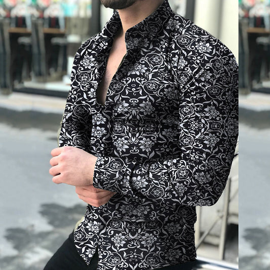 Printed Shirt Men's Long-sleeved Shirt